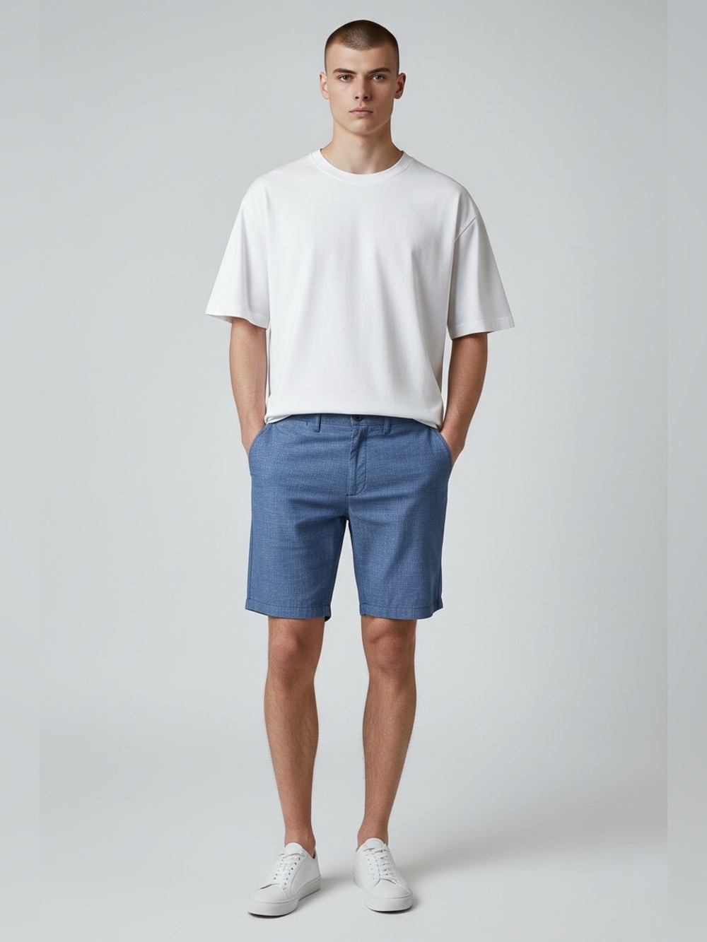 Sonoma Flexwear Men’s Size 36 Flat Front Solid Blue Chino Shorts